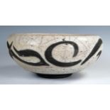 Simon Leach, Studio Pottery, crackle glaze bowl, impressed mark, 22x10cm.