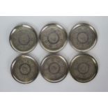 Set of Six Persian White Metal ashtrays, stamped marks including VARTAN to bases, 264g