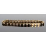 7.25" 9ct Gold and White Stone Set Lin Bracelet, 8.1g