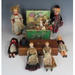 Collection of Dolls etc. including two earlier ones, Enesco Toy Symphony Musical Box and another box