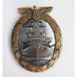 A Nazi German Kriegsmarine High Seas Fleet Badge, maker mark FEC. ADOLPH BOCK AUSF SCHWERIN BERLIN