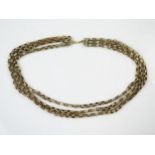 15" Antique Unmarked Gold Three Strand Necklace, 47.5g