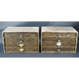 Two mid 20th Century, filing set of drawers, each with four drawers, 24x30.5x25cm.