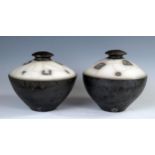 Tim Andrews (British 1960), Studio Pottery, pair of rice bowl and cover shaped vases, tablet mark,