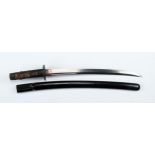 Japanese Wakizashi with Koto period blade, and signed tang, iron tsuba and shagreen grip and