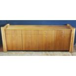 A Tom Schneider Contemporary 'Serpent' Wavy End Veneered Sideboard, 220(w) x 77(h) x 60(d) cm _