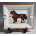 Hermes-Paris, a 20th Century cigar ashtray, of rectangular form, decorated with two horses in