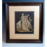 A mid 19th Century needlework panel of the lady of the lake, worked by Fred Gage in 1838, 20x18cm.