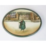 A Royal Doulton 'Dickens Ware' John Weller, oval teapot stand, 25.5x15.5cm. Some flaking to green