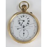 Royal Presentation 18ct Gold Chronometer Pocket Watch with stopwatch function by McInnes Brothers of