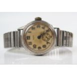 1940's ELGIN Stainless Steel Manual Wind Wristwatch, 31mm case. Running