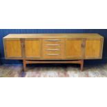 A large teak G-plan style sideboard, 80x212x46cm.