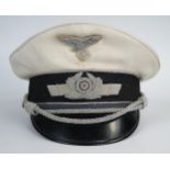 World War II German Luftwaffe White Summer Cap by Erel, typed name THEODOR PETRIE