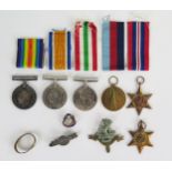 WWII Medal Pair 34803 PTE. J.T. SPENCE. W. YORK.R., West Riding cap badge, WWII four medal group,