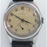 ROLEX Steel Wristwatch, 30mm Dennison case ref: 12327, Rolex 15 jewel caliber 700 manual movement.