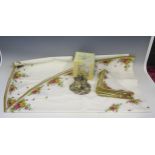 Royal Albert cake plate and cake knife together with seven matching napkins and a table cloth, and a