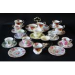 A Royal Albert Old English Rose pattern, cake plate, three large, one small and a sugar bowl,