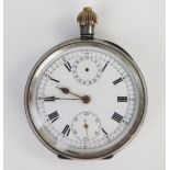 Silver Cased Open Dial Chronometer Pocket Watch, 49mm case