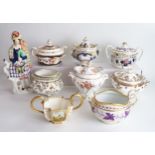A group of early/ mid 19th Century English porcelain sugar basin, eight, one lid missing, together
