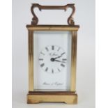 St. James Modern Brass Carriage Clock by Metamec of England, 15.5cm high (running) and one other