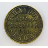 T. Haydon Valiant Soldier Inn Exon 1 1/2d token by Helmore