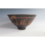 Probably Margaret Hall, Studio Pottery, a flared footed bowl with lost wax decoration, 14x27.5cm,
