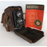 Rolleiflex 'Compur' no 453151, original leather case, with manual.