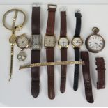 CRAFTSMAN Gent's 9ct Gold Wristwatch, Rotary ladies 9ct gold watch and other watches, 12.8g nett