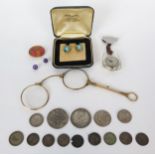 Victorian and later Silver Coins, lorgnette and CYMA nurses watch