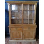 Small Victorian Pine Glazed Dresser, 135(w)x182(h)x48(d)cm