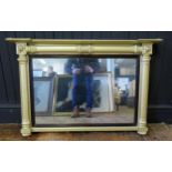 A mid 19th Century overmantle mirror, later painted, overall 71x106cm.