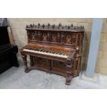 Erard (c1850) An Elizabethan New Patent Grand Oblique upright Pianoforte in a Gothic style carved