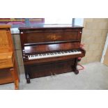 Bechstein (c1891) A Model V upright piano in an inlaid rosewood case, the upper panel decorated with