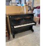 Steinway (c1894) An upright piano in an ebonised and floral inlaid case.