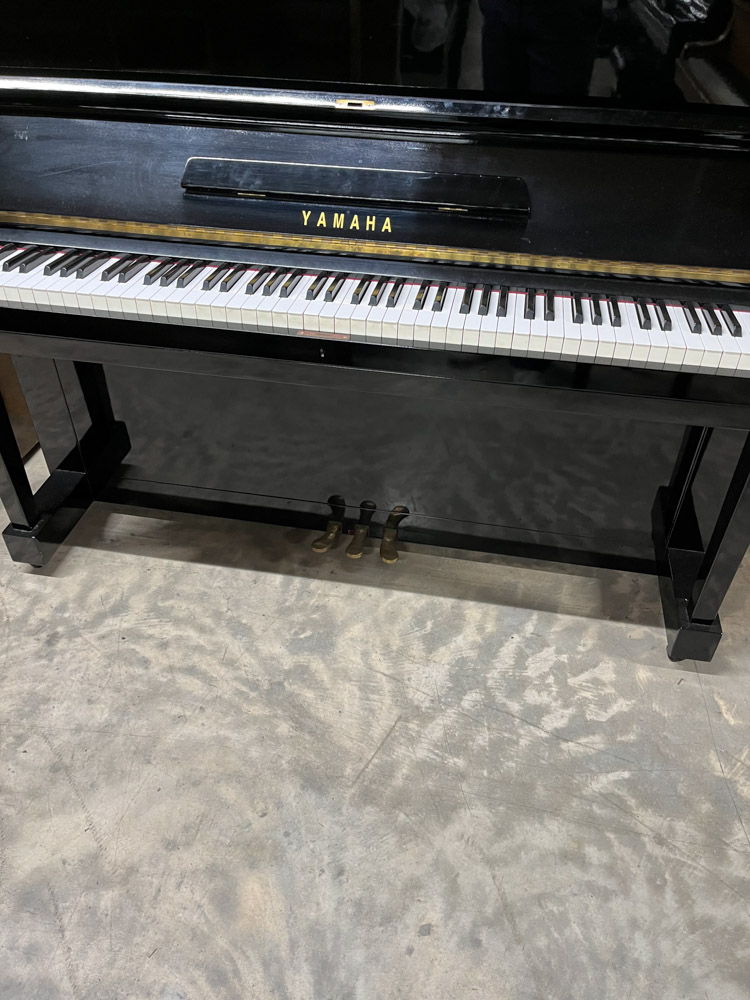 Yamaha (c1961) A Model U3 upright piano in a traditional bright ebonised case; together with a - Image 3 of 5