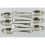 A set of four George III Scottish silver old English pattern dessert spoons, Edinburgh 1804,