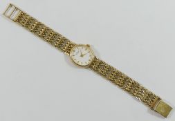 A ladies 9 carat gold Rotary bracelet watch, Birmingham 1995, the oval face with baton numerals,