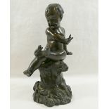 Philipp Kittler (1861 - 1944), bronze of a baby crying with a frog on his knee, signed to base,
