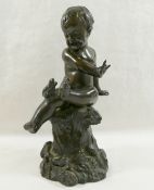 Philipp Kittler (1861 - 1944), bronze of a baby crying with a frog on his knee, signed to base,