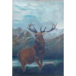 A hand painted tin pub sign of a stag after the 1851 original painting by Sir Edwin Landseer,