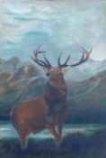 A hand painted tin pub sign of a stag after the 1851 original painting by Sir Edwin Landseer,