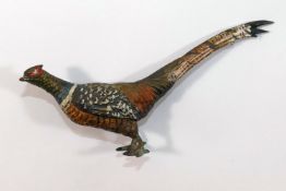 A small cold painted bronze figure of a pheasant, 11.