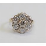 A diamond daisy head cluster ring,