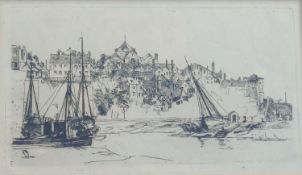 20th century British, Rye, East Sussex, etching, unsigned, 12cm x 22.