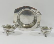 An Art Deco silver ashtray, Birmingham 1936, 8.