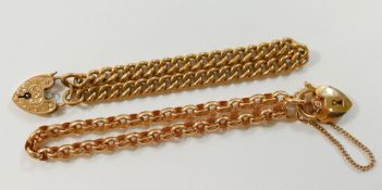 A Victorian rose coloured curb link bracelet with engraved heart-shaped clasp stamped '9CT GOLD',