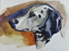 John Rignall (1916-2004), head study of a dalmatian 'Penny', watercolour,