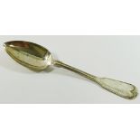 A single 19th century European silver coloured metal fiddle and thread pattern table spoon,