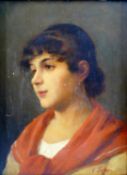 Vittorio Tessari (1860 - c1940), portrait of a senorita, oil on panel, signed 'V.