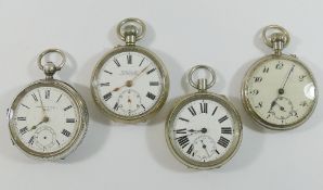 A silver cased open faced key wind pocket watch, Chester 1916,